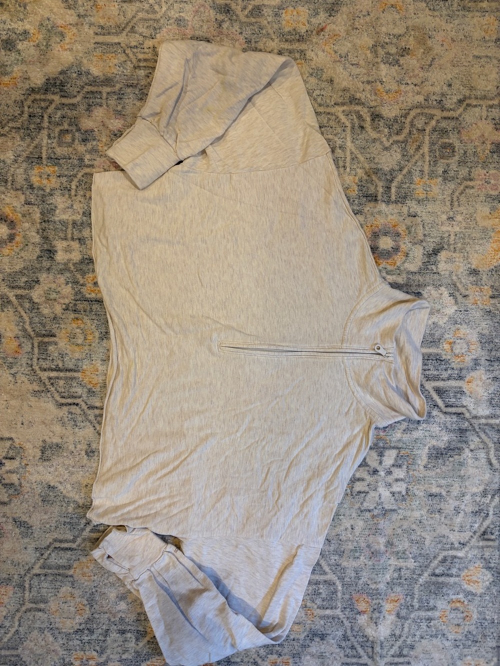 aerie Heathered Light tan Quarter-Zip boxy cropped Pullover